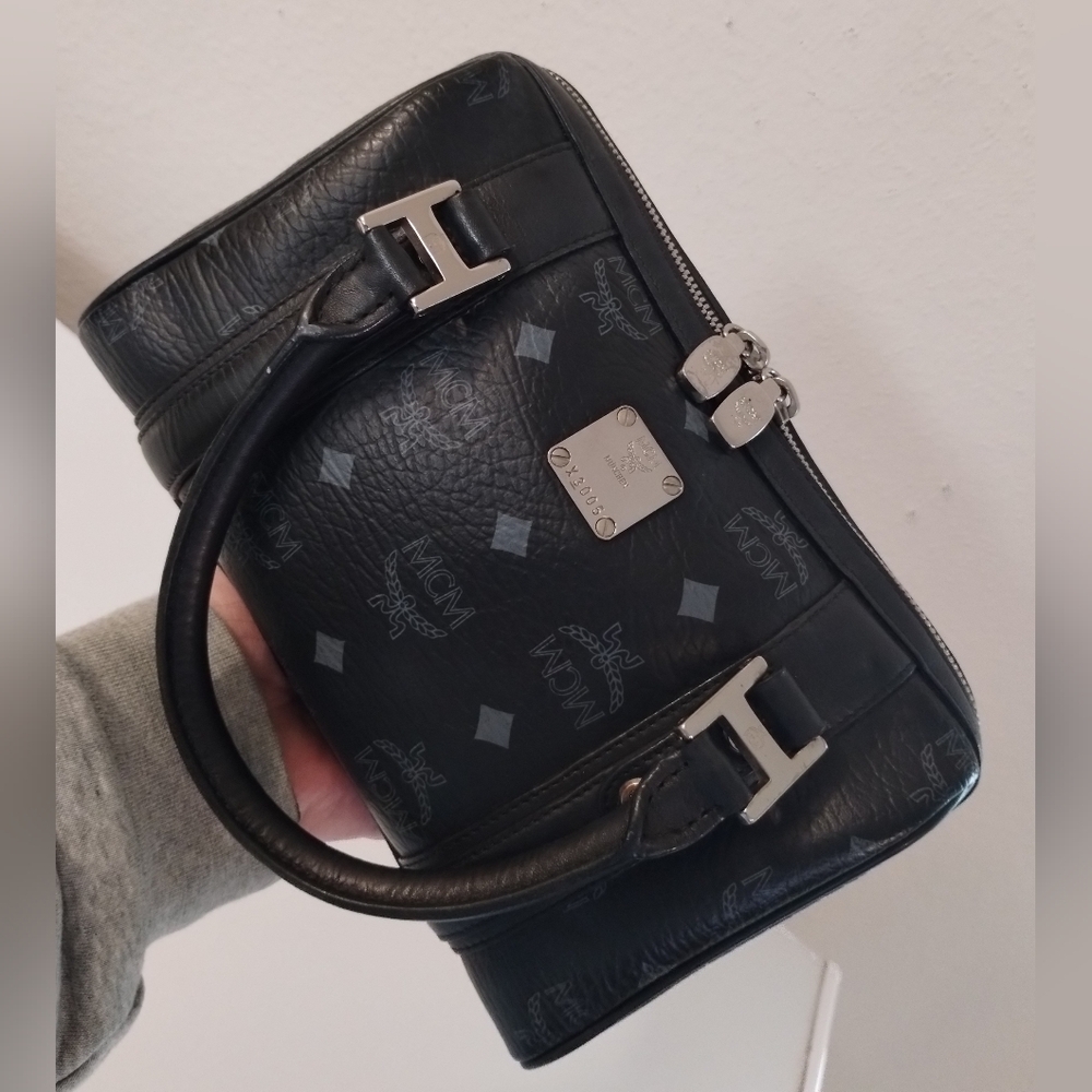 MCM Mini Boston Bag Black Visetos - Picture 3 of 12